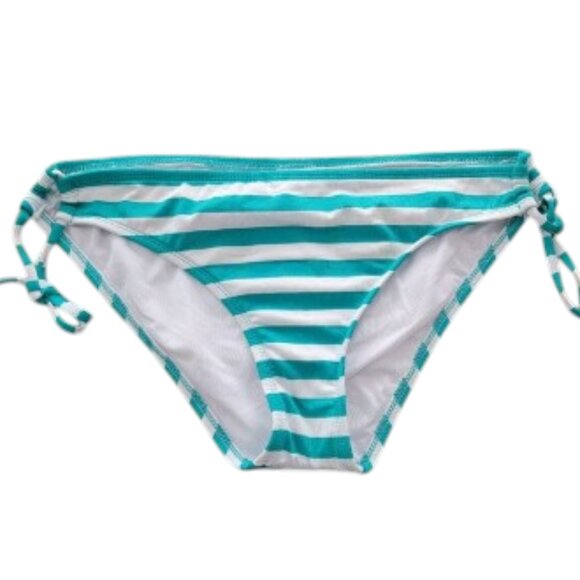 NWOT Mossimo Green & White Striped Bikini Swim Bottoms - Picture 1 of 6